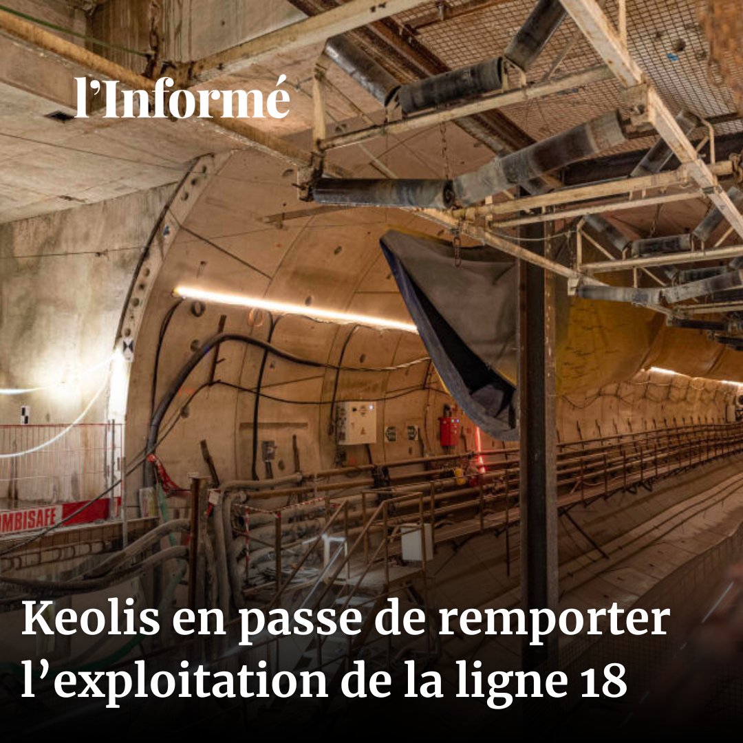 🚇 C'est Keolis qui devrait remporter l'exploitation de la future ligne 18 du Grand Paris Express, dévoile @thierrymestayer. La filiale de @GroupeSNCF et de @LaCDPQ serait désignée mi-juin, au détriment notamment de la RATP. ▶️ linforme.com/transports-aut…