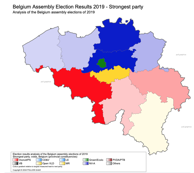 #pollgraphicsnowcast for the Belgian assembly elections:

Compared to the elections results of 2019 a strong tilt to the right and far right is projected in the nowcast.

Details at poll.graphics/en/belgium-ass…

#verkiezingen2024  #elections2024 #pollgraphics