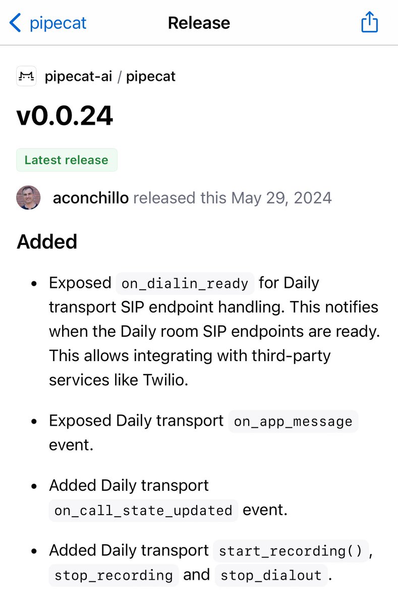 .@pipecat_ai now supports telephone dial-in via @twilio. 

(You can also spin up telephone numbers using the @trydaily WebRTC/telephone transport layer, of course.)