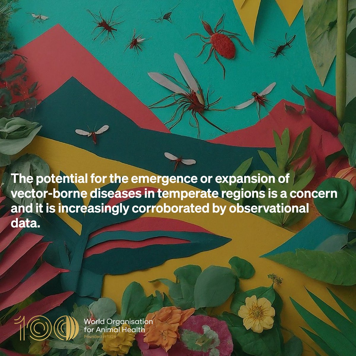 WOAH's tweet photo. Recent years have seen a troubling increase in the spread of vector-borne diseases, posing a threat to both human &amp; animal health. Based on data from #WAHIS for 2023-24, vector-borne diseases were responsible for a total of 2,422 outbreaks across 28 countries &amp; territories.