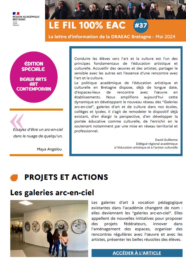 Le Fil 💯% #EAC n° 3⃣7⃣ est en ligne ! 
Un numéro spécial consacré aux projets, actions et ressources dans ce domaine ‼️ 
daac.ac-rennes.fr/spip.php?artic…