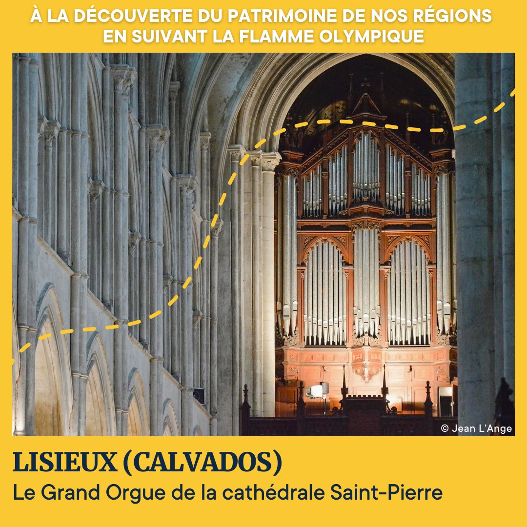 🔥30/05 la flamme olympique @Paris2024 passe aujourd'hui à Lisieux (@CalvadosDep) Le 'relevage' du Grand Orgue de sa cathédrale Saint-Pierre est soutenu par une collecte de dons de la @fond_patrimoine ➡️fondation-patrimoine.org/les-projets/gr…