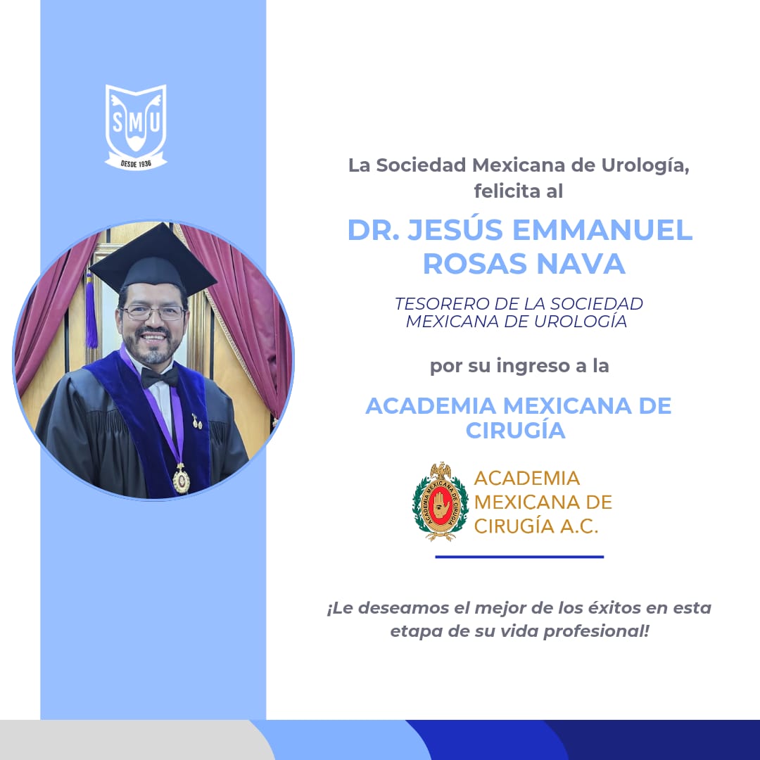Enviamos una gran felicitación al Dr. Jesús Emmanuel Rosas Nava, por su ingreso a la Academia Mexicana de Cirugía. ¡Que sea el inicio de grandes éxitos! ✨💯🎉

#SMU24 #UrologíaEnMovimiento
