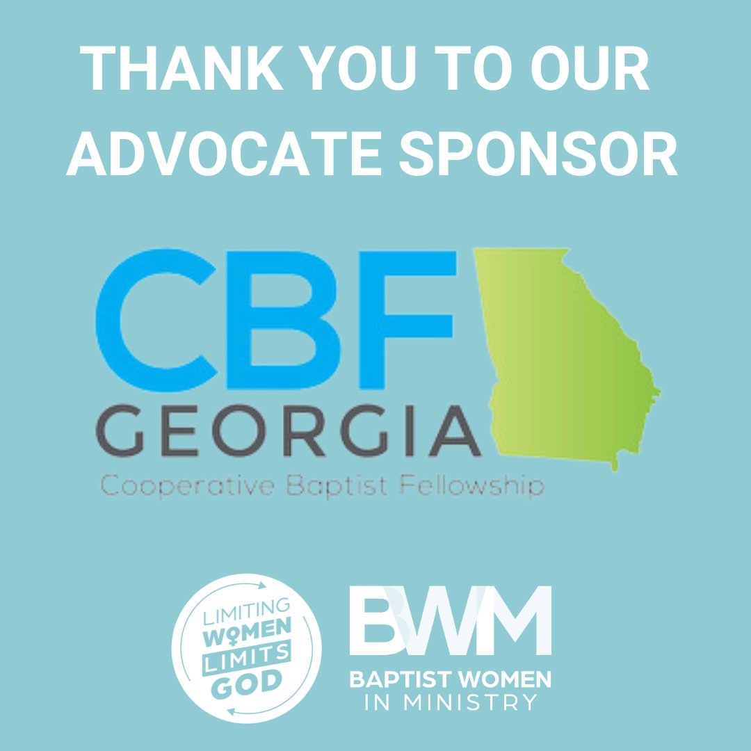 Thank you @cbfofga for being an Advocate sponsor of the 2024 BWIM Annual Gathering and 2024 BWIM Luncheon at CBF General Assembly. We are grateful for your partnership. Learn more about CBF Georgia at cbfga.org. #BWIM #baptistwomeninministry #baptistwomen
