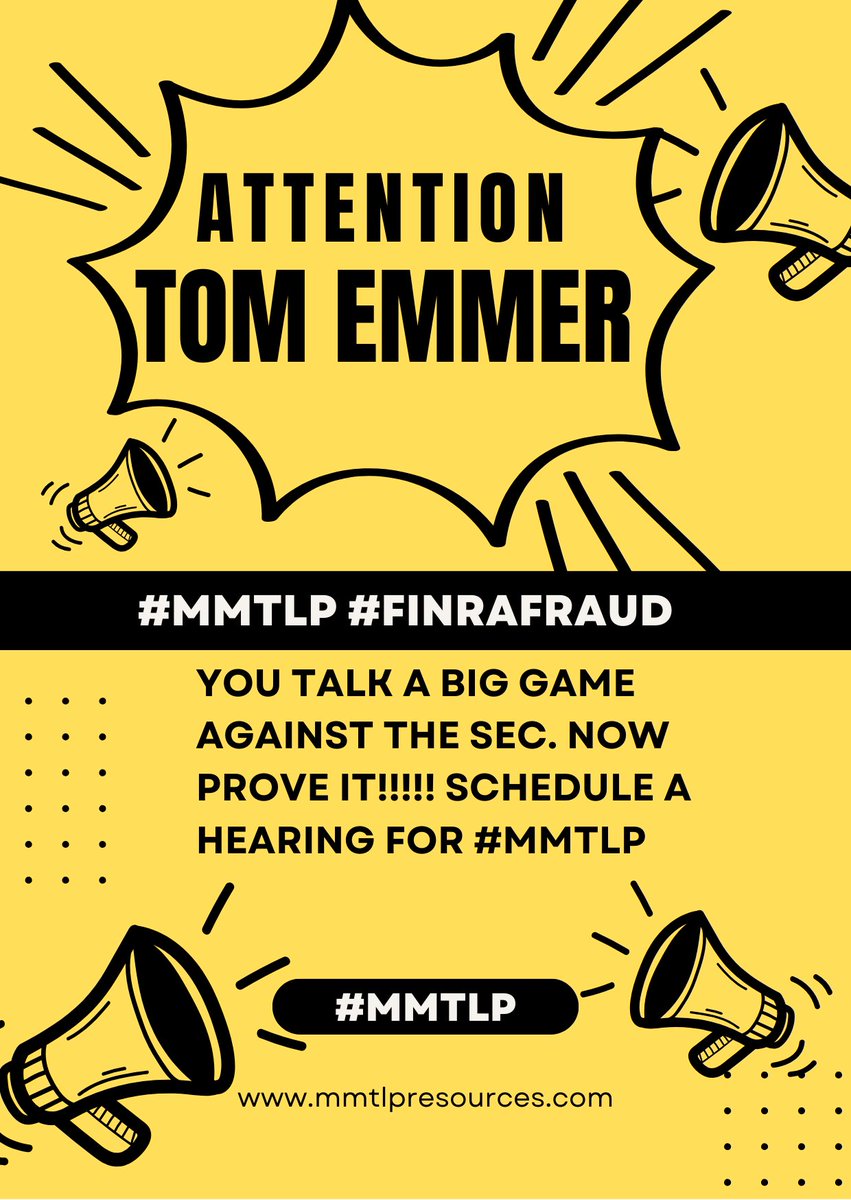 @GOPMajorityWhip HAVE YOU HAD A CHANCE TO REQUEST A HEARING FOR #MMTLP YET?? PLEASE CALL @RepJamesComer AND @PatrickMcHenry ON MY BEHALF, THANK YOU!! #MMTLPARMY #FINRAFRAUD
