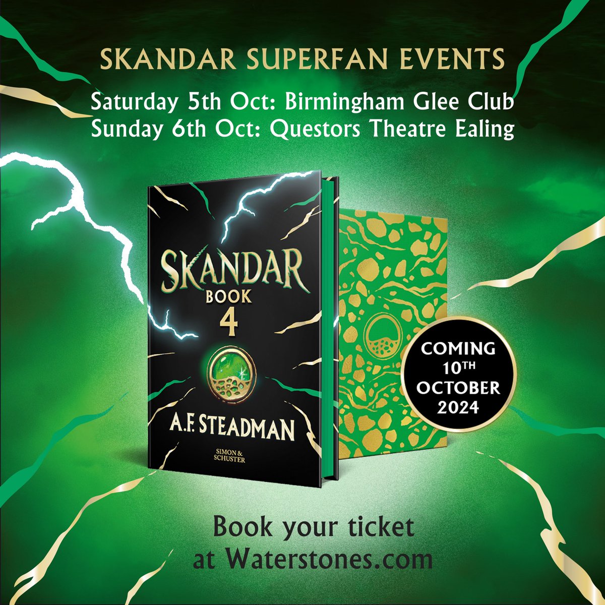 Announcing the stunning WATERSTONES EXCLUSIVE EDITION of Skandar 4 in all its earth-allied glory! What does it have? 🍃 Gorgeous sprayed green edges 🌳Extra content 💚Earth element gold foil design ✍️ Signed copies available while stocks last! Pre-order link 👇