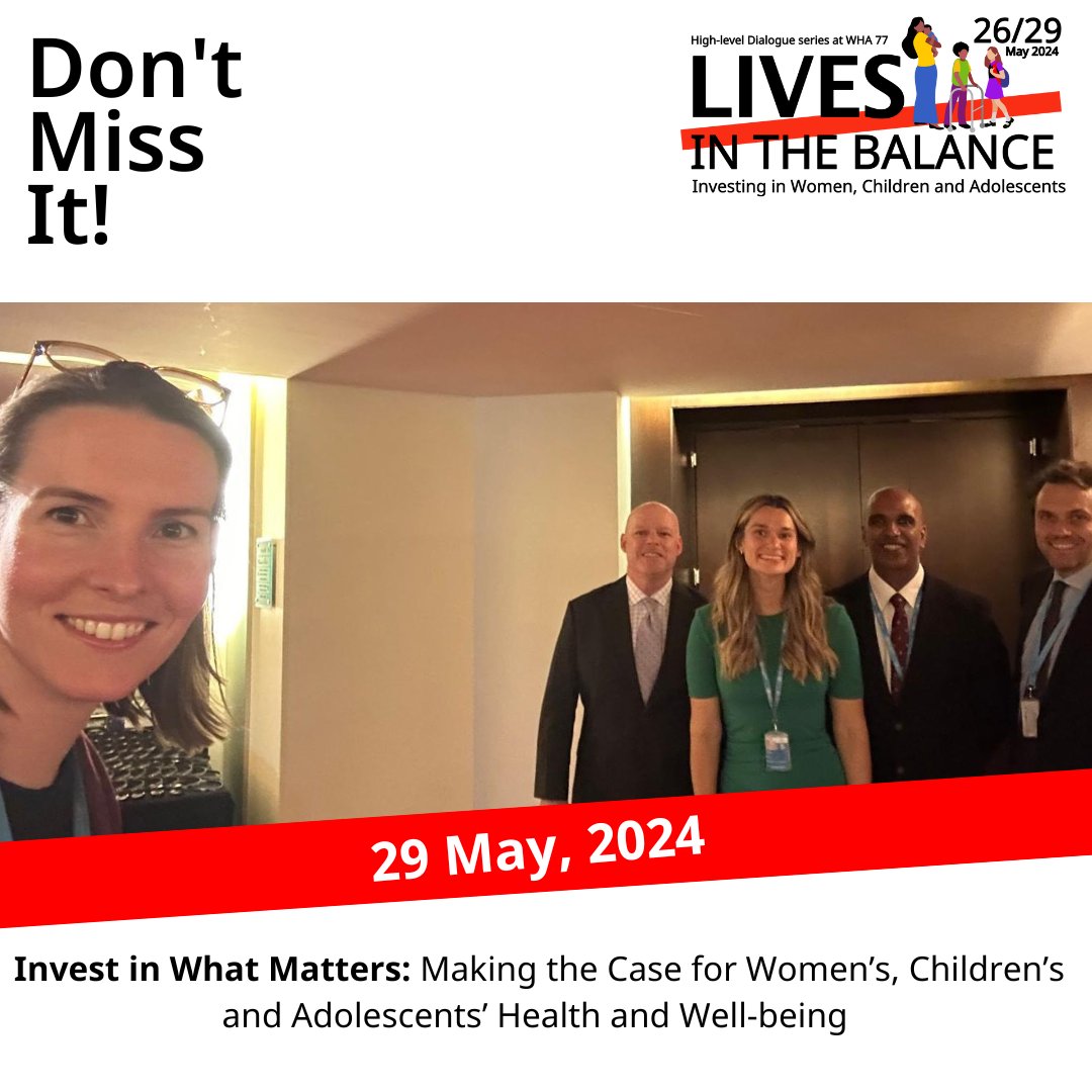 🚨 Happening in just a few minutes! Don't miss the #LivesInTheBalance #WHA77 event “Invest in What Matters: Making the Case for #WCAH.” Prioritize adolescent well-being and join the dialogue for insights & leadership. Last chance to register! 👇 pmnch.who.int/news-and-event…