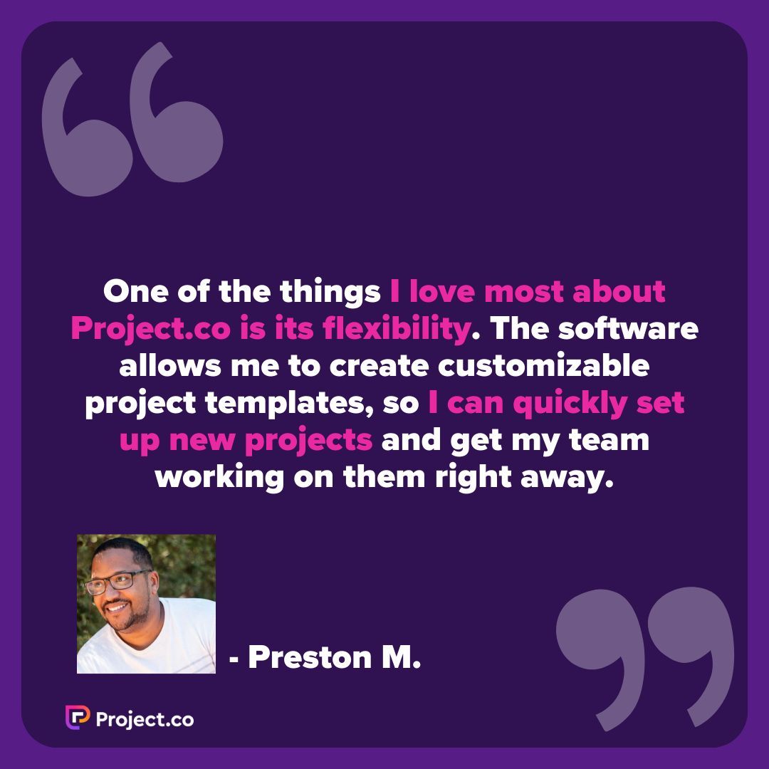Projectdotco's tweet image. "One of the things I love most about Project.co is its flexibility." 🙌 
.
We love to hear this. We want you to make  YOURS. 

#testimonial #projects #projectmanagement #fivestarreview