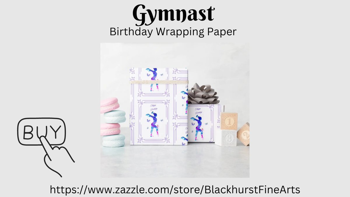 This adorable #Gymnast #birthday gift wrapping paper is available in our Zazzle shop. zazzle.com/gymnast_birthd…