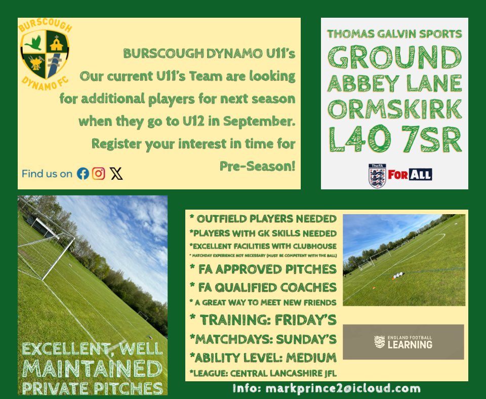 MUFC99Mark's tweet image. @BDynamoFC are looking for new players before pre-season for U12 team. Use the email on the advert for more info.

#kirkby #maghull #melling #aintree #crosby #sefton #lydiate #ormskirk #burscough #aughton #skelmersdale #westlancs #bootle #Liverpool #rufford #southport #parbold