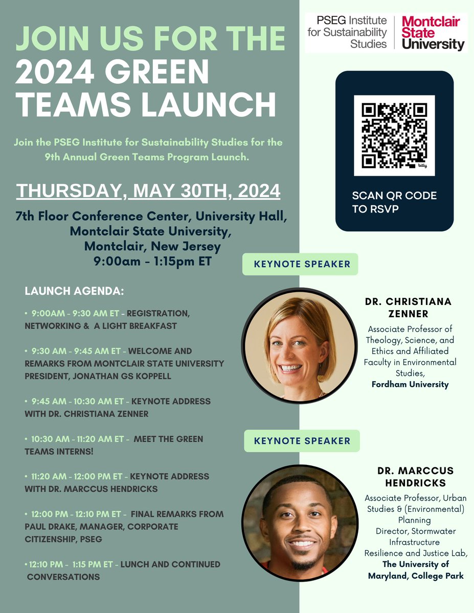 Join us TOMORROW for the big reveal of the #2024GreenTeams projects that will focus on addressing #climatechange #flooding #foodsecurity #agtech #EV #carbonsequestration #environmentalimpacts #ecosystemservices #sustainabletransportation and more. Register at the QR code below!