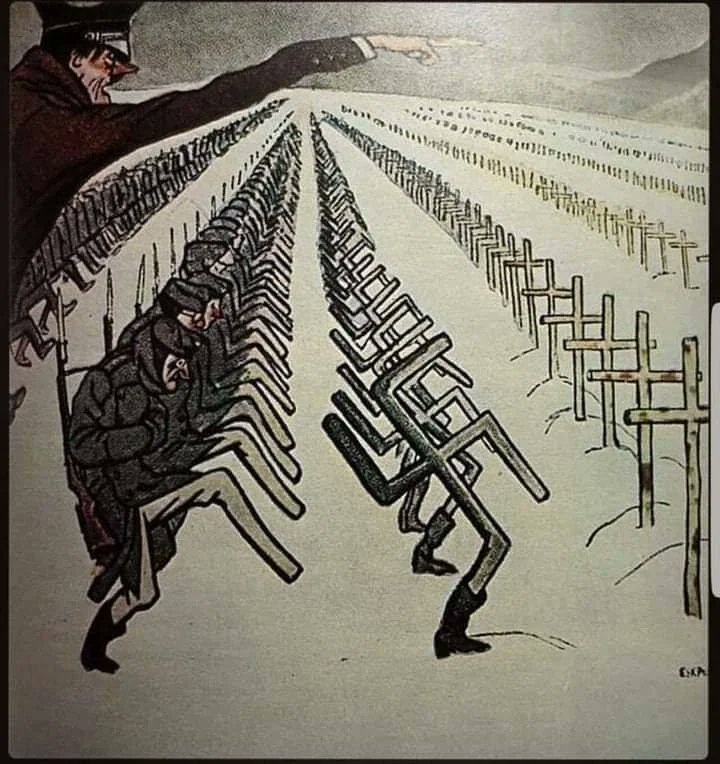 9 Creative WWII Propaganda Posters:

1. A Soviet poster from 1944 depicting legions of German soldiers fated to die in the Russian winter thanks to Hitler's orders.