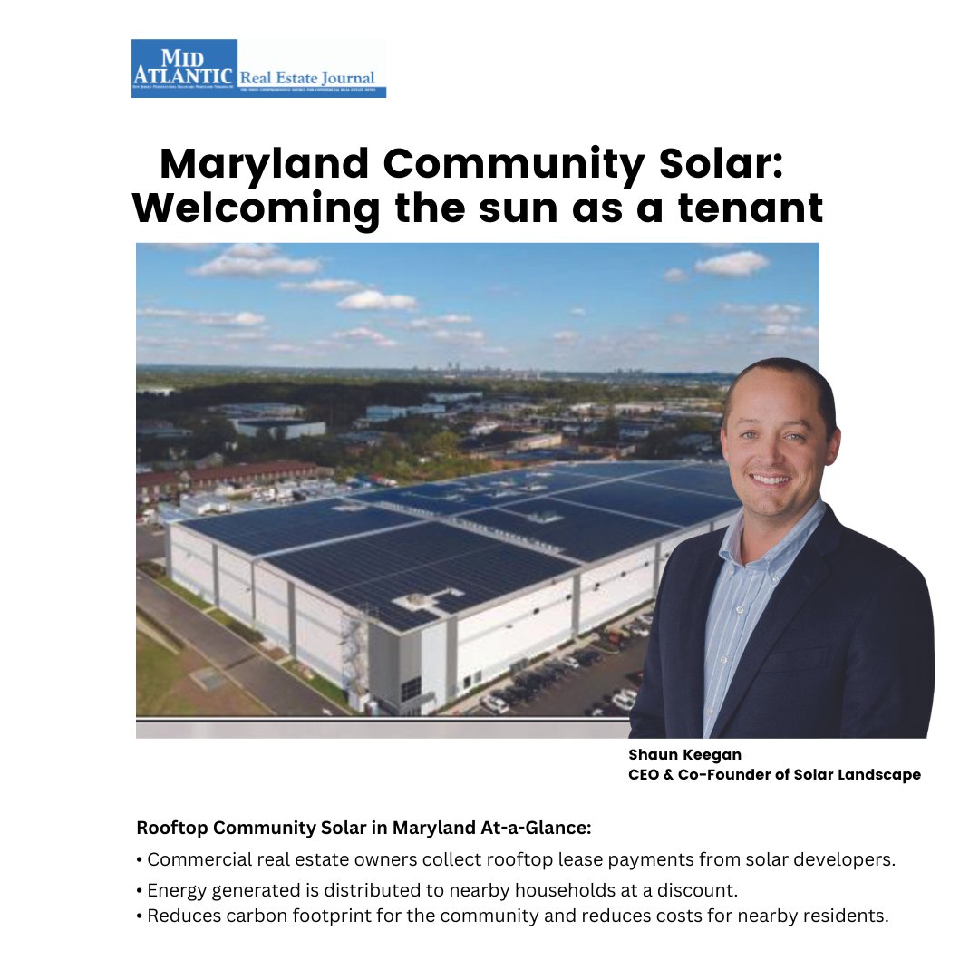 In the latest issue of #MAREJ, discover how to turn your commercial rooftops into revenue-generating assets! tinyurl.com/Shaun-Keegan MD's new community solar program allows owners to host solar projects, providing renewable energy to the community & generating lease payments.