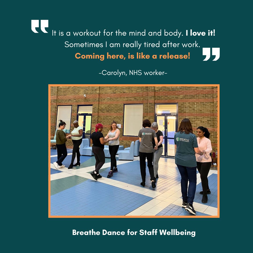 It's Feedback Friday at Breathe! This week, NHS Dance for Staff Wellbeing participants enjoyed Salsa! The class proved to be both fun and challenging. It is fantastic to hear how the weekly sessions enable NHS staff to feel energised after a hard day at work. 💃✨ #nhs #dance