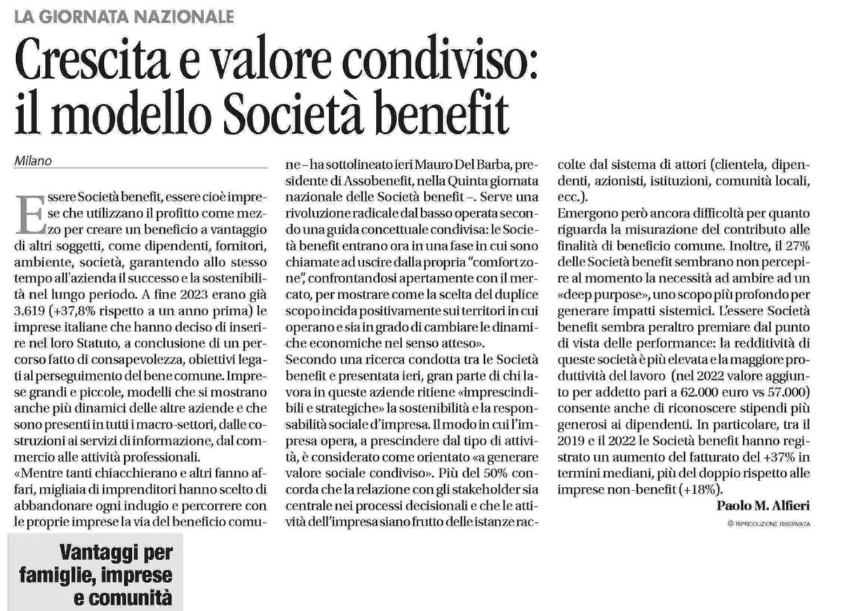 Sisifo - Società Benefit - B Corp (@sisifosrl) on Twitter photo Sempre più #SocietàBenefit in #Italia, con redditività e produttività maggiori rispetto alle imprese non-profit.
È quanto è emerso durante la 5^ Giornata Nazionale organizzata da <a href="/assobenefit/">assobenefit</a>
Noi di #Sisifo crediamo fermamente in questo modello economico👉bit.ly/4dRvx1c Sempre più #SocietàBenefit in #Italia, con redditività e produttività maggiori rispetto alle imprese non-profit.
È quanto è emerso durante la 5^ Giornata Nazionale organizzata da <a href="/assobenefit/">assobenefit</a>
Noi di #Sisifo crediamo fermamente in questo modello economico👉bit.ly/4dRvx1c