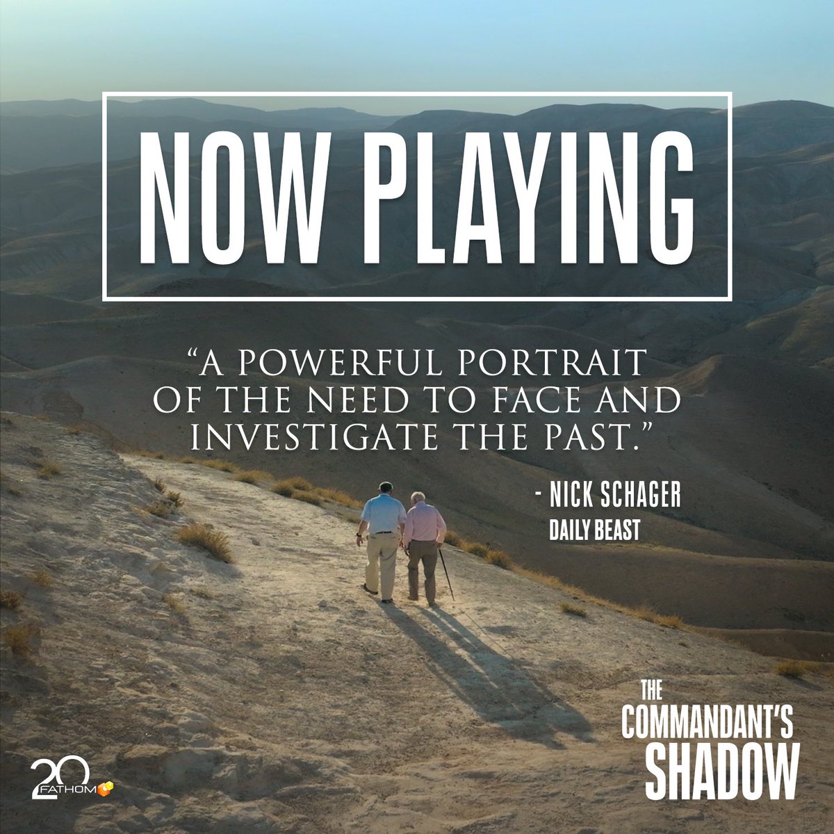 A history event over 80 years in the making. Don’t miss the gripping true story of when the son of the commandant meets an Auschwitz survivor. #LightAfterShadow 

The Commandant’s Shadow is now playing. Tickets available at hubs.la/Q02t-fxC0