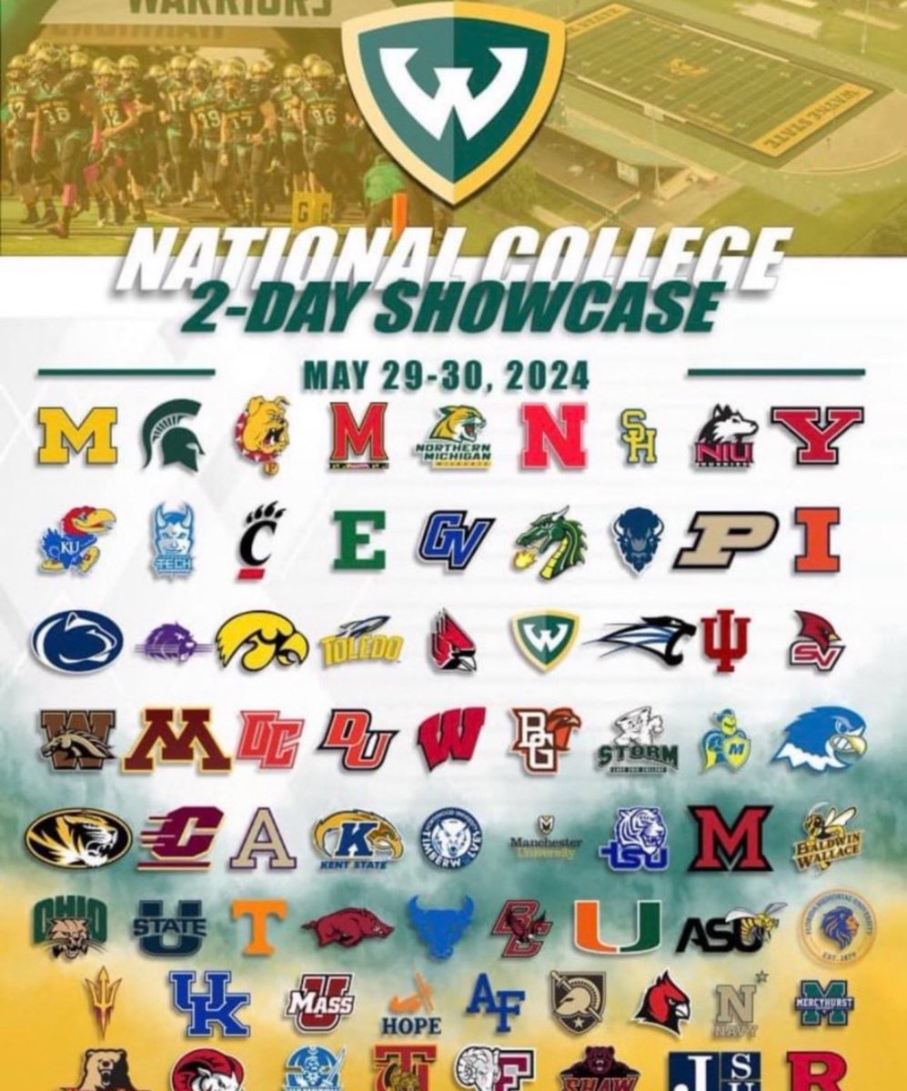I will be attending the showcase May 29th-30th in Session 2.
<a href="/BellevilleFB/">Belleville Football</a> <a href="/smsbacademy/">SoundMind SoundBody®</a> 
<a href="/calvintip87/">Coach Calvin Norman</a> <a href="/CoachBlackwell_/">Curtis Blackwell II</a>