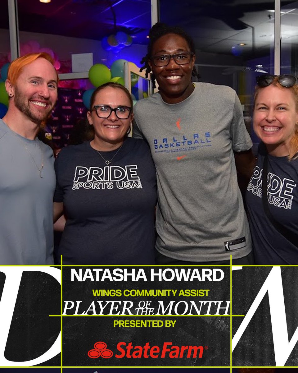 Natasha Howard is our May Community Assist Player of the Month! @nhoward1033 served alongside her teammates to pack food to combat food insecurity, mentor young girls, and attended the Wings LGBTQ+ AmpliFair & Mixer to support those receiving resources. @StateFarm | #VoltUp
