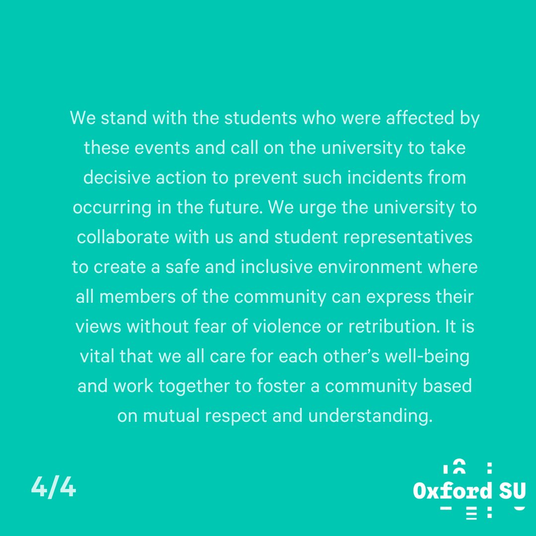 A statement from Oxford SU. Find the statement in full on our website.
