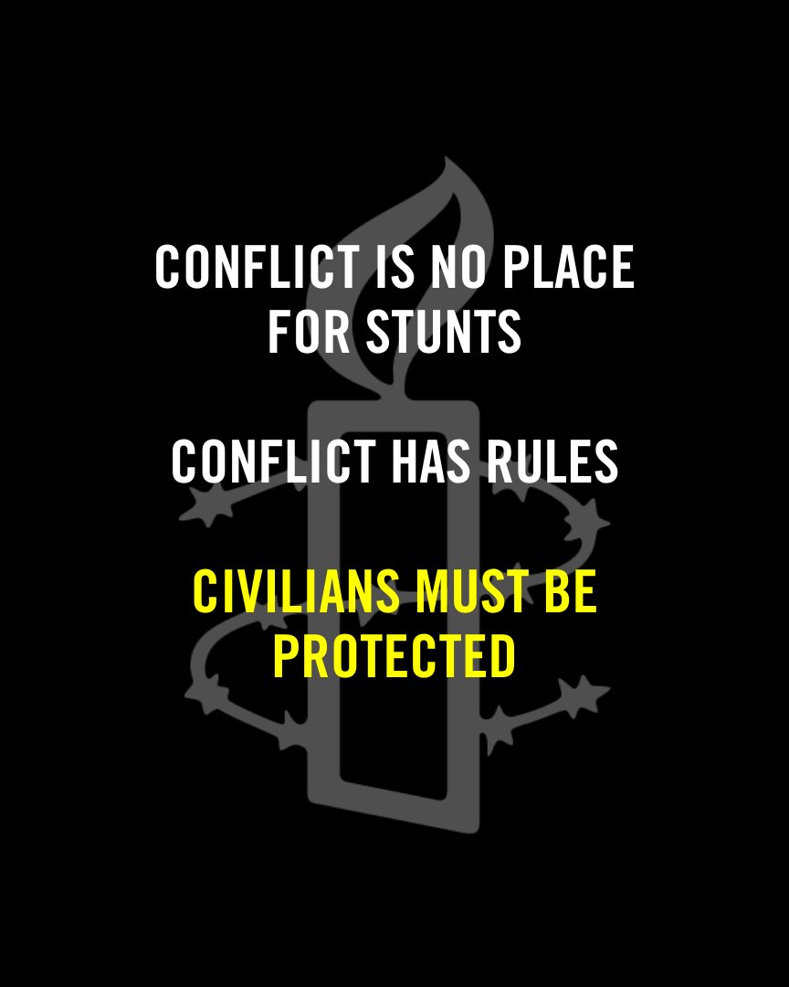 Former UN Ambassador Nikki Haley signed Israeli artillery shells with the message "Finish Them!" Conflict is no place for stunts. Conflict has rules. Civilians must be protected.