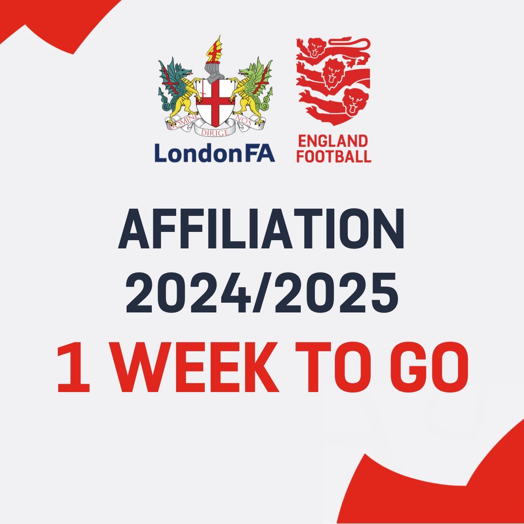 1️⃣ WEEK TO GO AFFILIATION | There is only one week until Affiliations open for the 2024/25 season Get ready for affiliation by making sure your coaches have the correct qualifications in your Club Portal Need help with your affiliation, contact affiliations@londonfa.com 📥