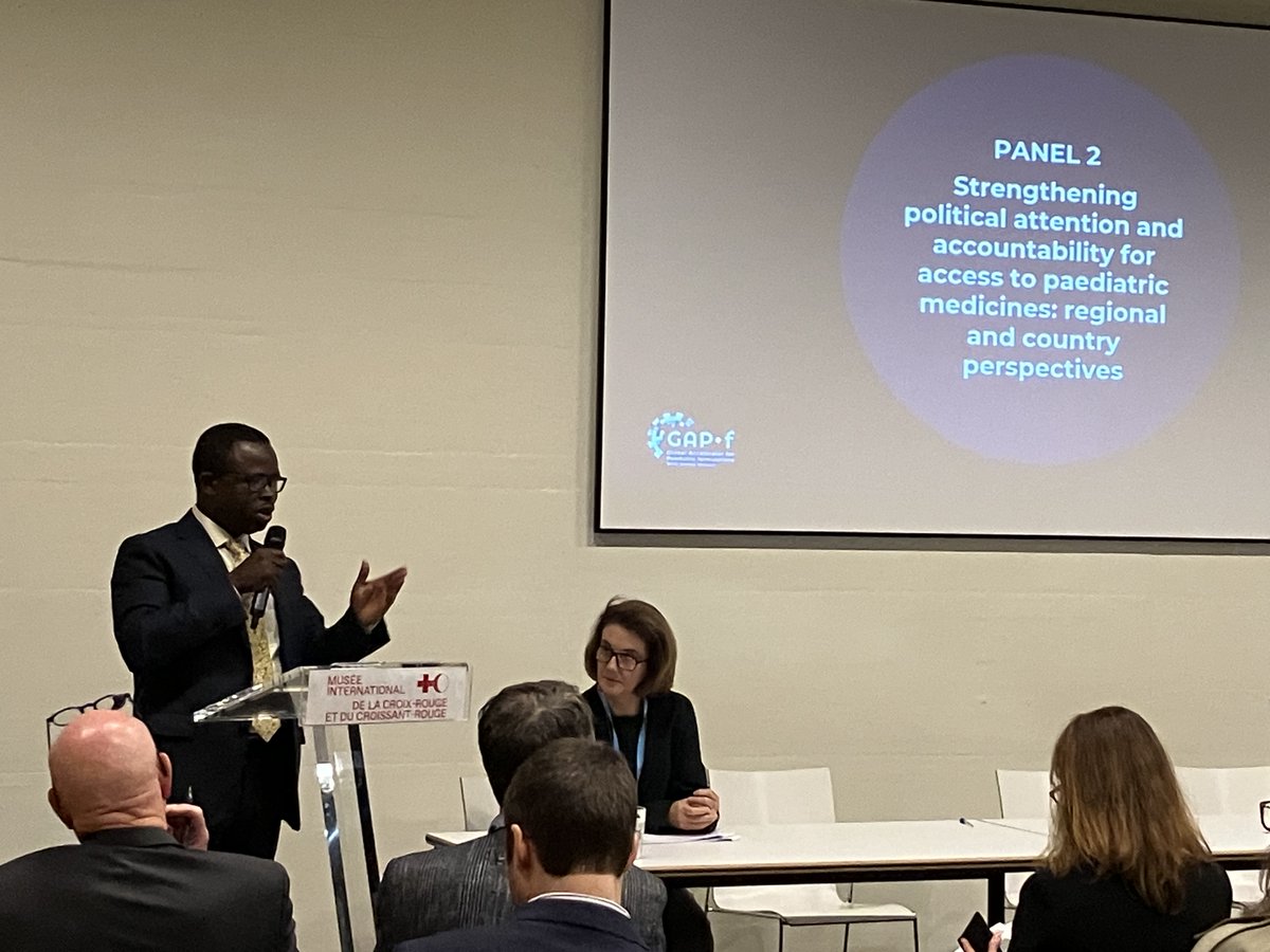 'We need to ensure there is research, sustainable production, and supply of current & future medicines on the continent of Africa so our children will get the medicines they need.' - Dr Raji Tajudeen, Acting Deputy Director General @AfricaCDC at #WHA77 #BetterMeds4Kids panel