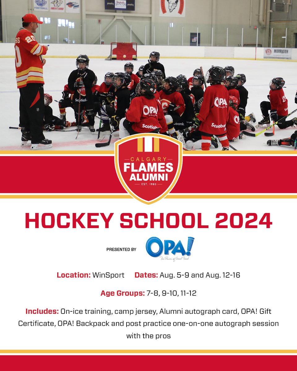 The @AlumniFlames Hockey School is almost sold out! For players between the ages of 7-12, this camp helps athletes develop core skills while having a ton of fun! Register your child today: cflam.es/4ayFZIK