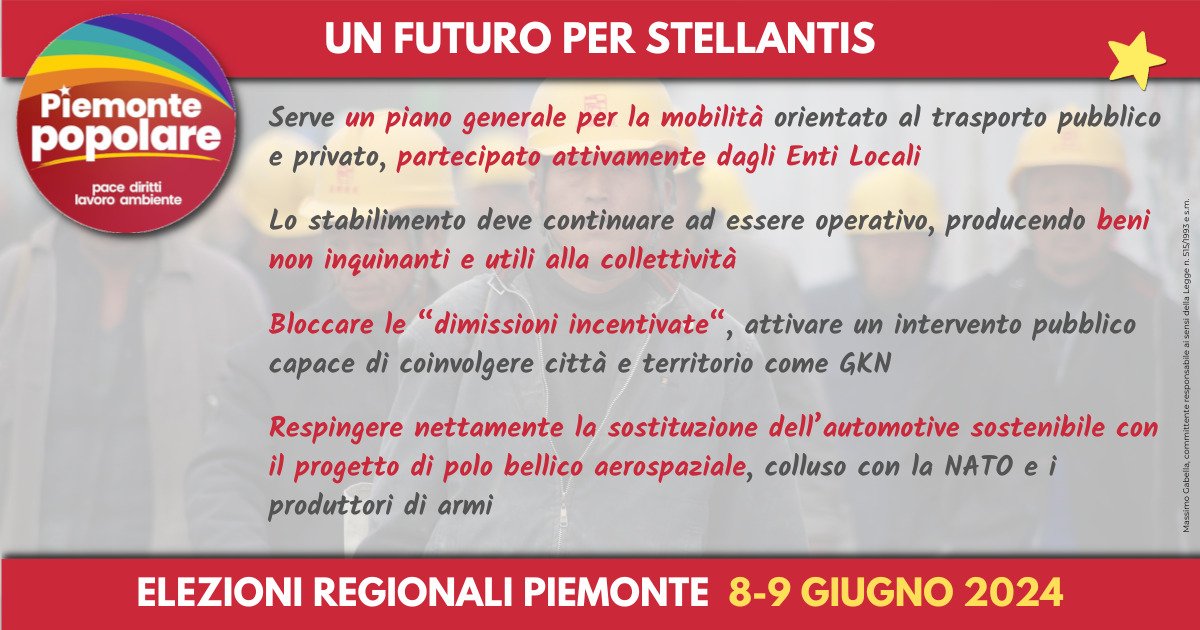 🔴 PILLOLE DI PROGRAMMA 👇 

Il tema lavoro per Piemonte Popolare!