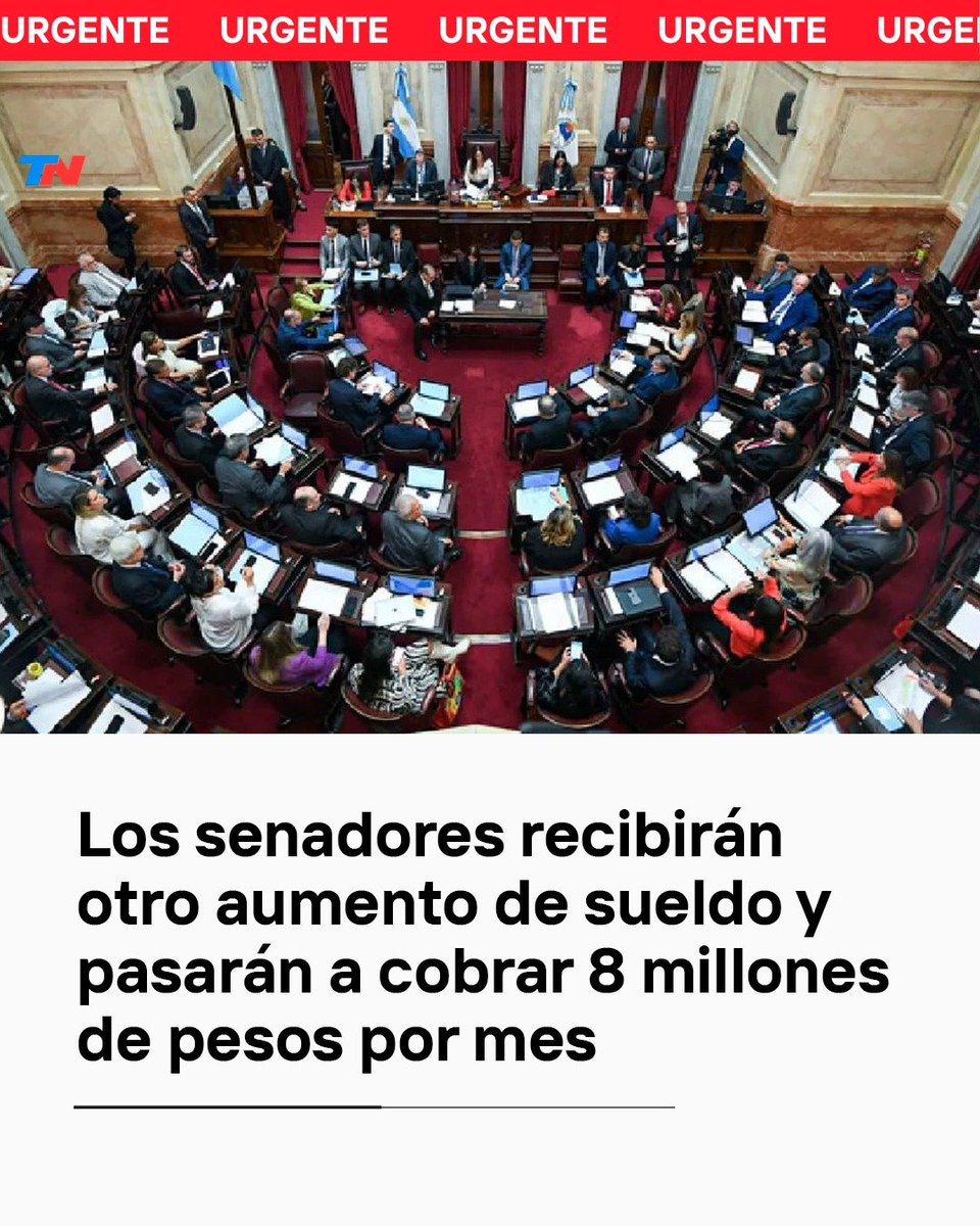 Los senadores que están trabando la Ley Bases se volvieron a aumentar el sueldo. Ahora $8.000.000, esos mismos senadores que hablan de 'los pobres, los pobres' En 2025 hay que purificar electoralmente el Congreso Nacional. Basta de kirchneristas, basta de radicales.