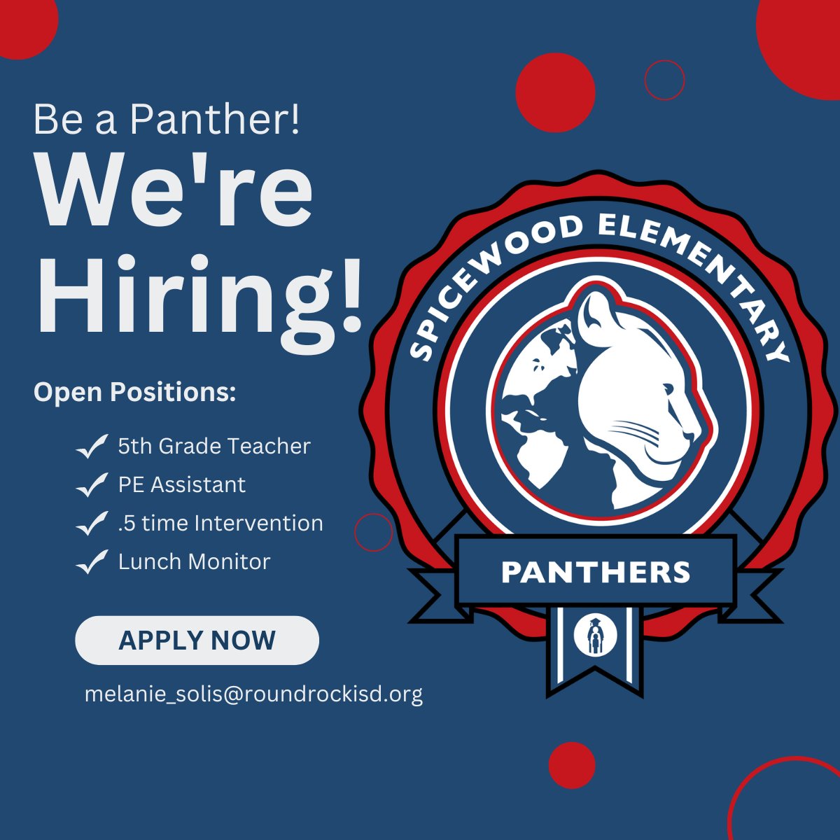 Melanie Solis (@swesprincipal) on Twitter photo Spicewood is looking for a few members to join our amazing team! <a href="/SpicewoodPYP/">Spicewood Elementary</a> <a href="/RoundRockISD/">Round Rock ISD</a> hr.roundrockisd.org Spicewood is looking for a few members to join our amazing team! <a href="/SpicewoodPYP/">Spicewood Elementary</a> <a href="/RoundRockISD/">Round Rock ISD</a> hr.roundrockisd.org
