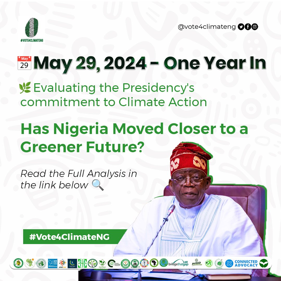 One year ago today, the President was sworn into  office. 

In this expository piece, Dr. @miketerungwa evaluates the impact of his climate policies . 

How far have we come? What needs to change?

Read the full breakdown here! 

🔗 environewsnigeria.com/michael-david-…

#Vote4ClimateNG #AACJ