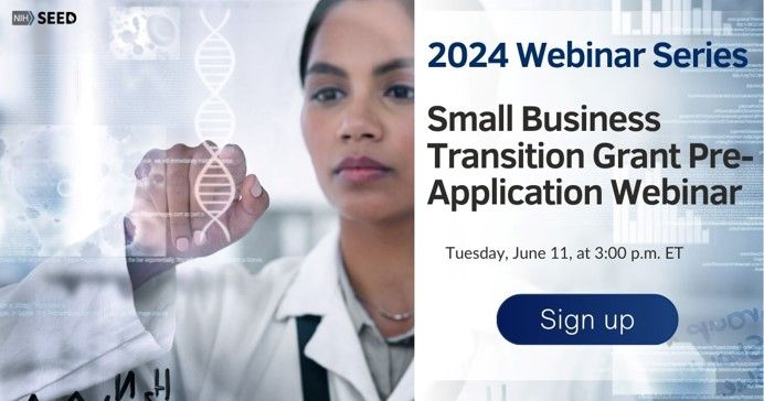 Are you an early-career scientist with a passion for innovation? The Small Business Transition Grant is your gateway to entrepreneurial success. Join the webinar on Tuesday, June 11, at 3:00 pm ET. Register: bit.ly/3Kc1B26 #NIHSEED #SBIR #STTR