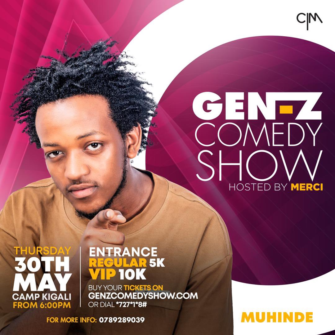 Kuwa 4 ni Fire urebye Line Up , gahunda ni uguseka mpaka. So tel a friend to tell the world that @gen_zcomedyshow is happening tomorrow at Camp Kigali . Entrance 5K and 10k Host : @MerciNdaruhutse will be there .