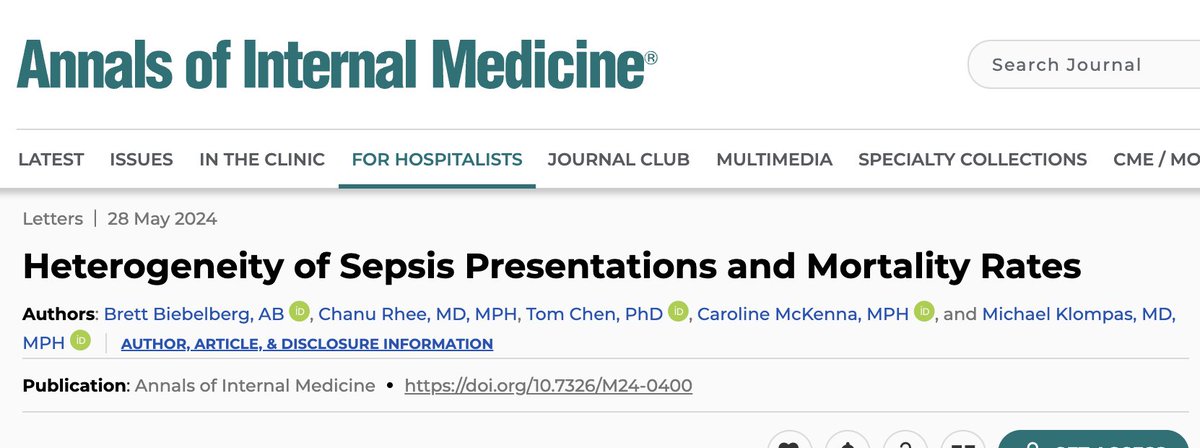 Brett Biebelberg (@bbiebelberg) on Twitter photo 🦠We call a lot of things “sepsis”
🚨In our new <a href="/AnnalsofIM/">Annals of Int Med</a> study, we examine how broad this grab bag really is
⚠️Among ~75,000 patients with sepsis, we found a remarkably wide spectrum of presentations & outcomes across infection source & organ dysfunction patterns
Thread ⬇️ 🦠We call a lot of things “sepsis”
🚨In our new <a href="/AnnalsofIM/">Annals of Int Med</a> study, we examine how broad this grab bag really is
⚠️Among ~75,000 patients with sepsis, we found a remarkably wide spectrum of presentations & outcomes across infection source & organ dysfunction patterns
Thread ⬇️