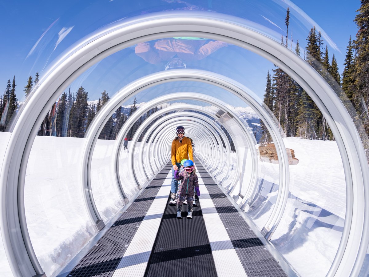 The Cupcake Carpet, The Tube, The Tunnel. 😆 We heard all the nicknames for our new magic carpet at the top of the Revelation Gondola this winter! ❄️ 
What did you refer to it as?! ⬇️ 
#winterwednesday #revelstoked #revelstoke