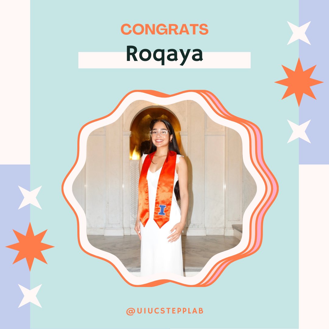LabStepp's tweet image. Congrats Roqaya!🥳Our RA Roqaya recently graduated and will be attending the Northwestern Medicine Gap Year Internship in Chicago where she will continue to engage with her research interests and learn more about medicine before applying to medical school.