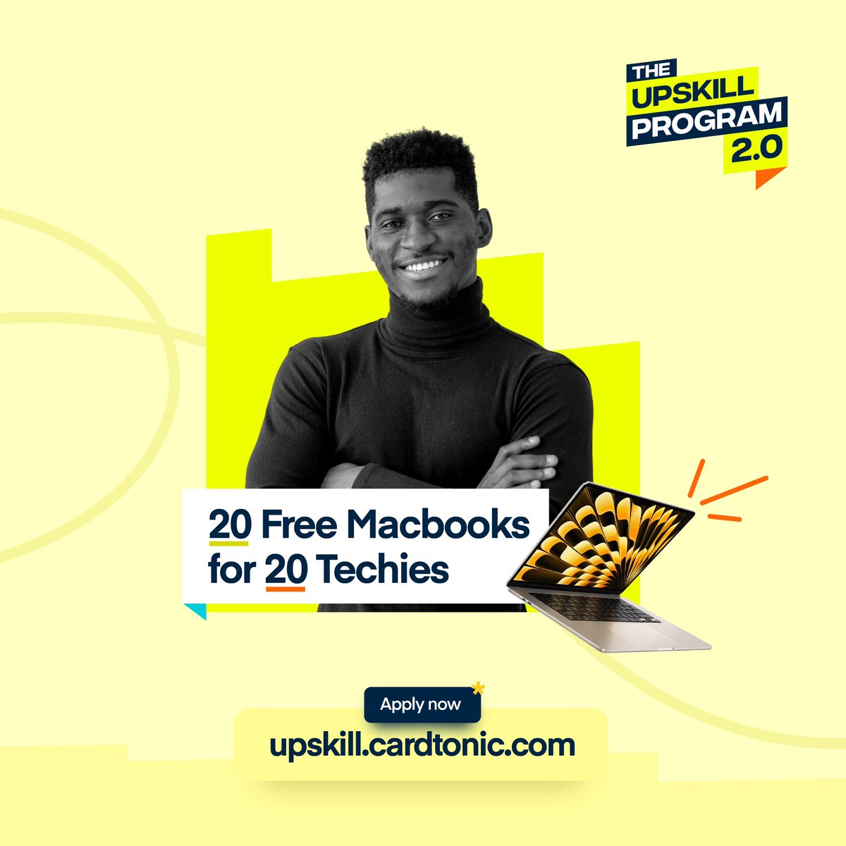 TheSilvapr's tweet image. To anyone in the Tech field, @cardtonic will be giving out 20 Macbooks and cash gifts to software engineers, product managers, designers and content creators with their ongoing #Upskill2.0 program.

Visit cardtonic.com/upskill to apply 🫡🚀
#CardtonicUpskill2.0