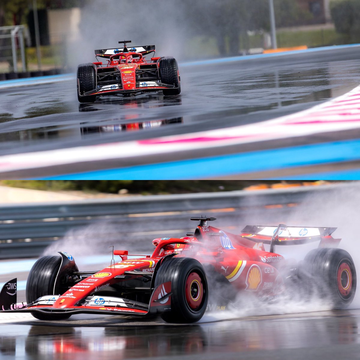 Más imágenes de Leclerc rodando con el coche de 2024 en el test con Pirelli para probar los neumáticos de 2025