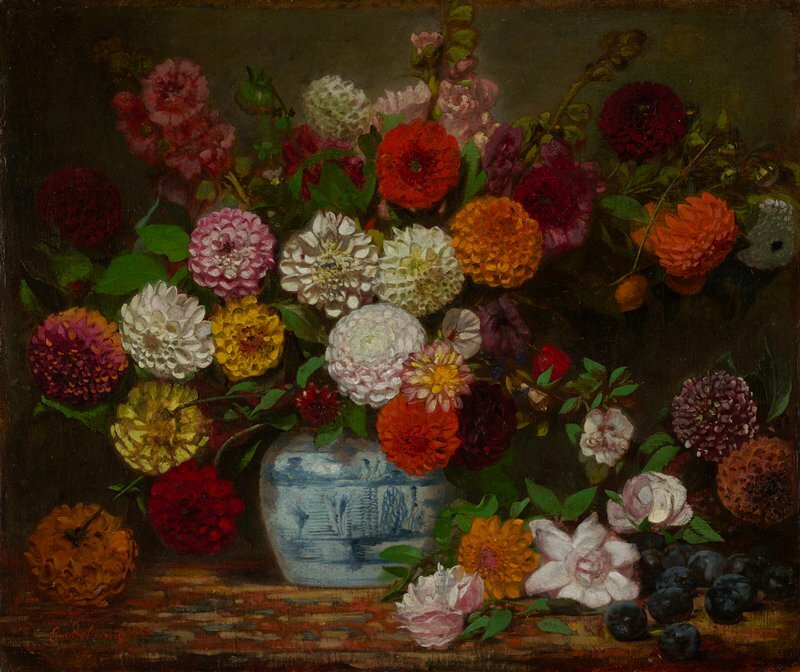 Still Life with Dahlias, Zinnias, Hollyhocks and Plums collections.artsmia.org/art/125879/