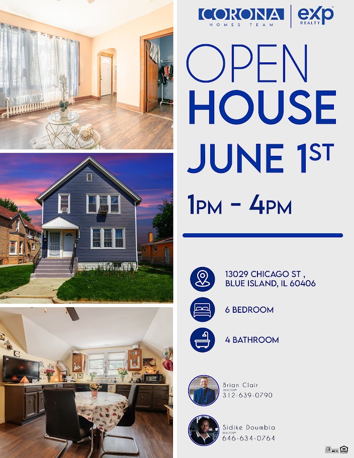🏡✨ You're Invited! ✨🏡 Join us for an Open House this Saturday, June 1st, from 1-4 PM at 13029 Chicago St, Blue Island, IL 60406! 🏠 #OpenHouse #RealEstate #DreamHome #BlueIslandLiving #HouseHunting #BrianAndSidike #coronahomesteam #coronasharks