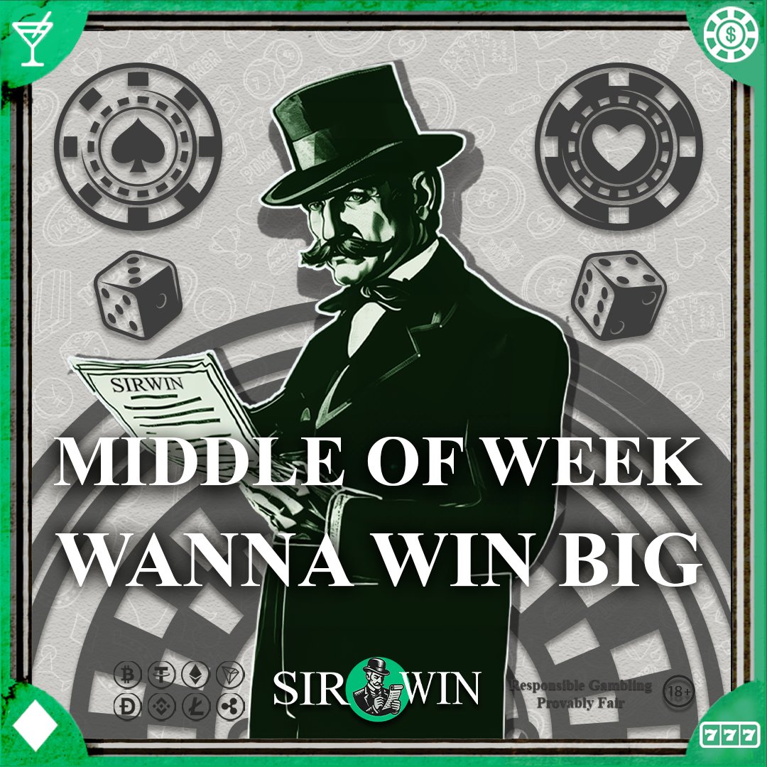 sirwindotcom's tweet photo. Midweek Excitement Await at SirWin!💰

Dear Sirwin'ners!
Feeling the midweek slump? It's the perfect time to win big at SirWin! Whether you're a pro or just starting out, SirWin offers endless excitement and opportunities.

Big Wins Await 💰
High-stakes tables and progressive jackpots mean life-changing wins are just a game away! 🎉

Endless Fun 🎮
From blackjack 🃏 and roulette 🎡 to the latest slots 🎰, our vast game library keeps the fun going.

Exciting Opportunities 🎲
Place your bets with our seamless crypto system and experience real-time thrills. ⚡

Jackpots & Prizes 🎁
Progressive jackpots keep growing until one lucky player wins it all. Could it be you? 💥

Join Us Today
Join a vibrant community of players at SirWin. With robust security and fair play, focus on the fun and let the games begin! 🥳

🤑 https://t.co/JP604W67bf 🤑
 Start Winning Now!

Ready for midweek excitement? Head over to SirWin Casino and dive into the action. Your big win could be just a click away! 🍀

Stay lucky,
The SirWin Team