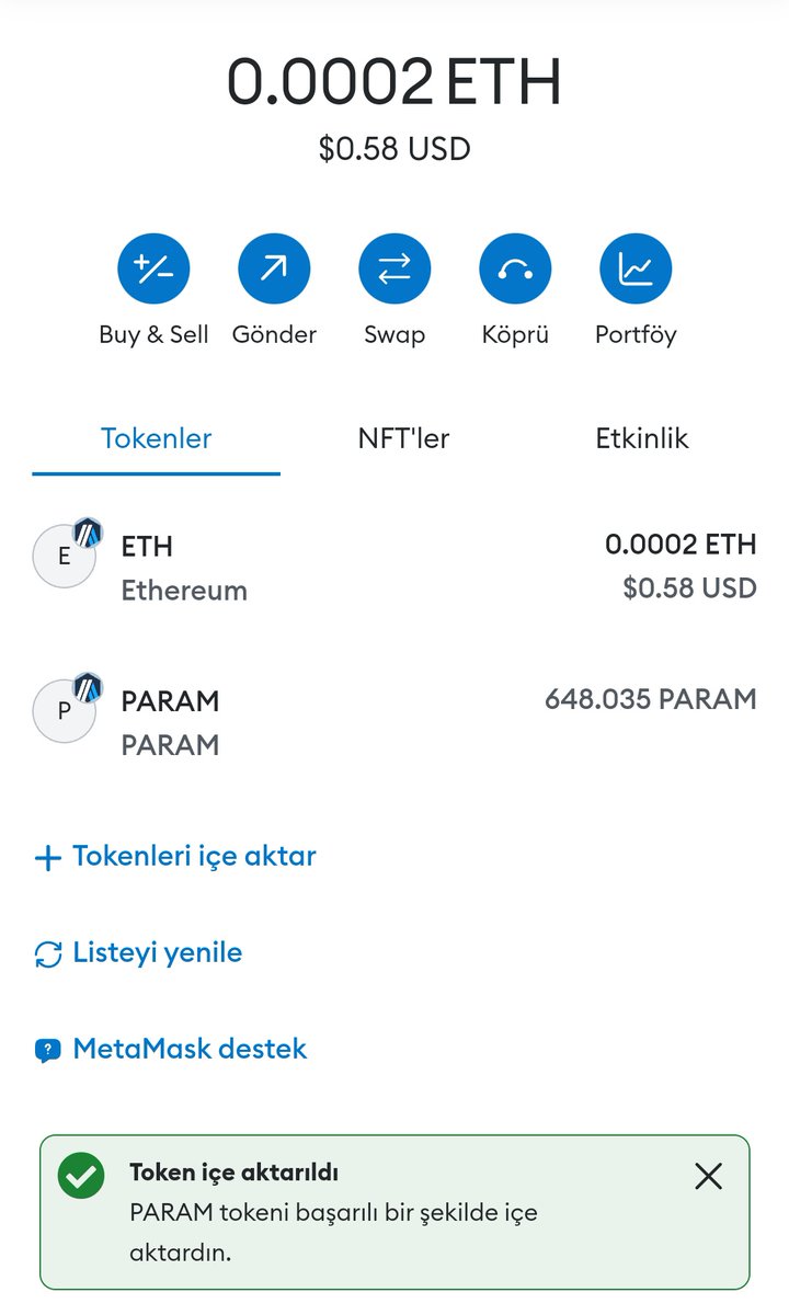 #Param airdopundan kazandığım 1300 adetin yarısını sonunda Claim edebildim😂

Şimdi merak edilenler 

📌Fee ücreti olarak arb ağında eth cüzdanın olması lazım 
📌Fee olarak 0.02$ civarında  cent kesinti yapıyor 
📌Site çok yoğun (uygun değilsiniz )hatası alanlar endişelenmeyin,