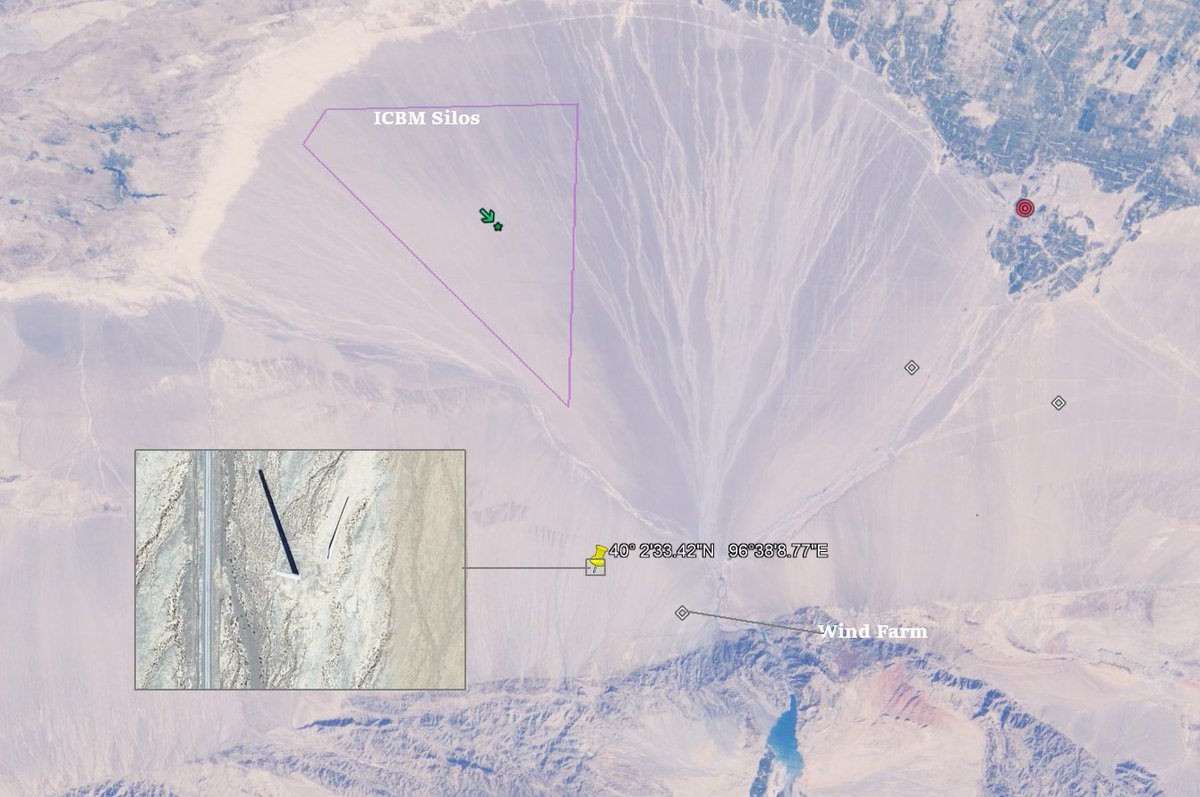 What this tower (?) doing by itself just 12-14 km from one of the biggest ICBM silo sites of China?