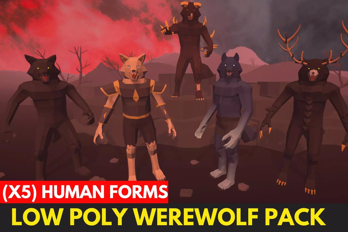 AkeAssets's tweet photo. Lowpoly Werewolf Pack Unity store link: https://t.co/XeMVzLejqZ

#3dart #lowpoly #low #unitystore #unityasset #unity3d #gamedev #indiedev #lowpolywerewolf https://t.co/ASfAvzwb46
