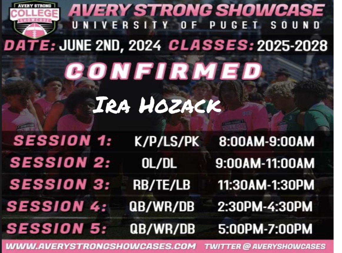 Last year’s @AveryShowcases MVP Punter @Irahozack will be attending again on Sunday June 2 at @PSLoggers campus! Can’t wait to see how he does and hopefully meet some of the coaches who will be in attendance! @NCSA_Football @Coach_CWright @ThePuntFactory