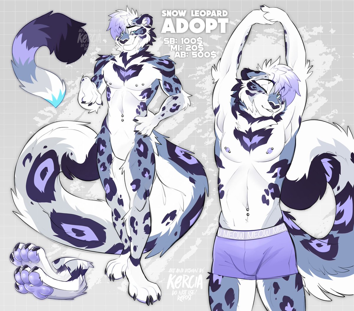 Snow leopard adoptable auction!✨️ rts appreciated <3