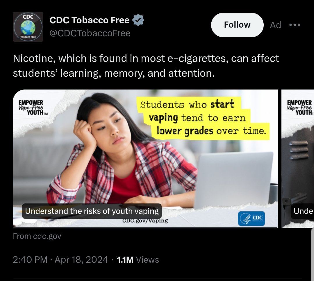 @LauraMiers I think they're groping for excuses to handwave away SARS2 neuro sequelae. Muddying the waters, so to speak.

See also this recent CDC post blaming vaping for memory/learning issues and poor attendance.