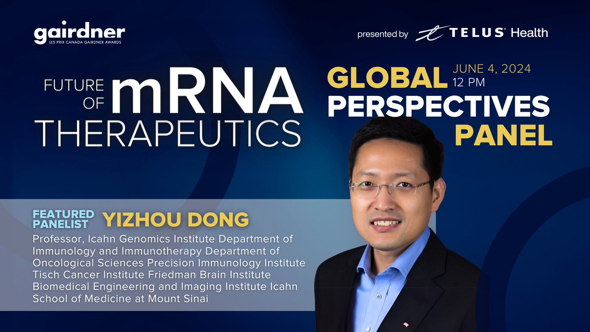 Hear from Dr. Yizhou Dong, one of our panelists for The Future of mRNA Therapeutics GPP happening NEXT WEEK!

As a Professor at @IcahnMountSinai, Dr. Dong's research focuses on developing biotechnology platforms to treat genetic disorders, infectious diseases, and cancers.