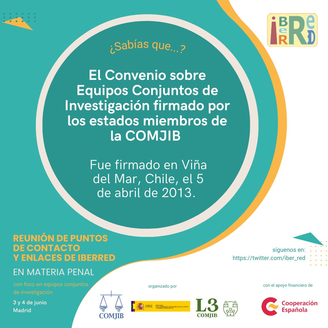 iber_red's tweet photo. ‼️Este año continuamos con los encuentros presenciales de Puntos de Contacto de IberRed‼️

📌Esta vez será en materia penal con foco en Equipos Conjuntos de Investigación, en Madrid. 🗓️3-4/06/24  

👇Conoce más sobre el Convenio de Equipos Conjuntos de Investigación de la #COMJIB https://t.co/4qmOQdCrL5