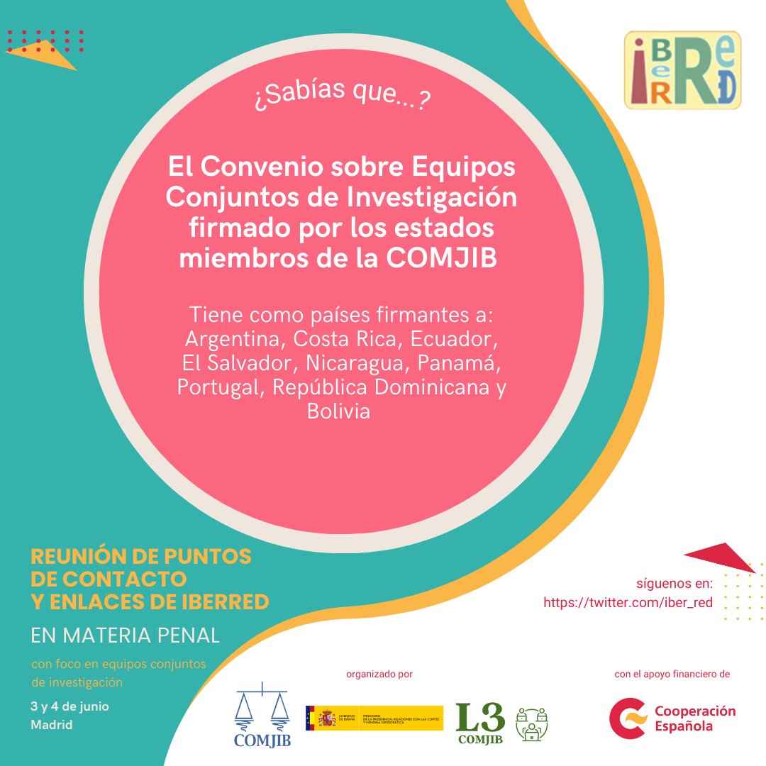 iber_red's tweet photo. ‼️Este año continuamos con los encuentros presenciales de Puntos de Contacto de IberRed‼️

📌Esta vez será en materia penal con foco en Equipos Conjuntos de Investigación, en Madrid. 🗓️3-4/06/24  

👇Conoce más sobre el Convenio de Equipos Conjuntos de Investigación de la #COMJIB https://t.co/4qmOQdCrL5